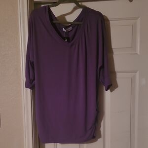 Doublju Women's Purple Tunic Top